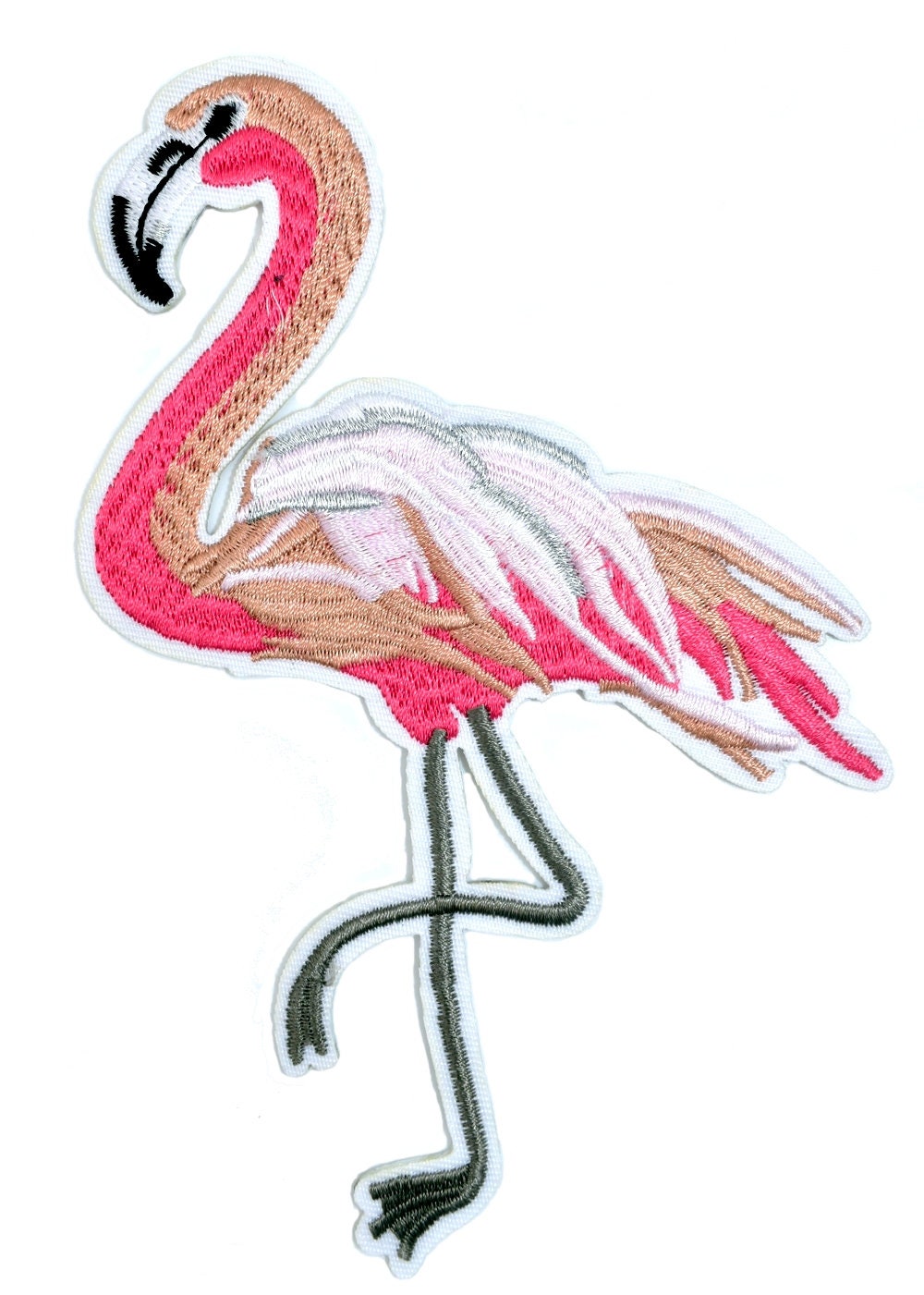 ÉCUSSON PATCH BRODÉ THERMOCOLLANT ** 6 x 10 cm ** OISEAU FLAMANT ROSE