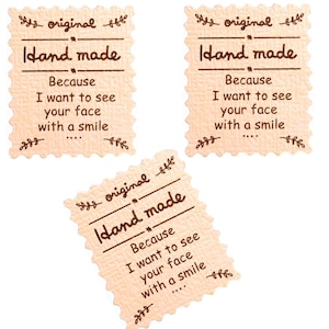 60 étiquettes timbres embossés Original Hand made - stickers adhésifs pour vos créations "fait main" 3 cm