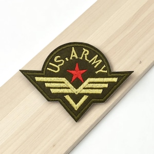 Patch brodé US ARMY - Écusson militaire avec étoile rouge et ailes dorées