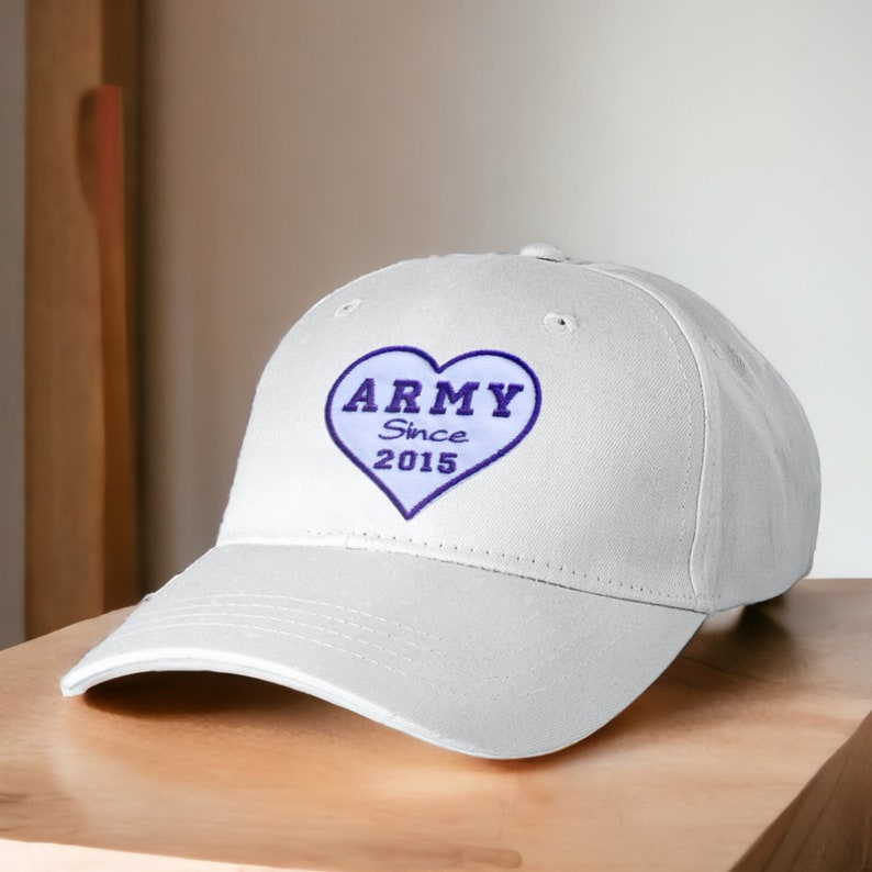 Bts army patch brodé, fan club je suis army depuis 2013, 2014... écusson en forme de coeur pour chapeau, tshirt, idée cadeau pour les fans image 2