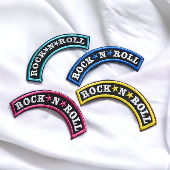 Rock and roll patch, bannière brodée Rock N Roll, écusson thermocollant rock  pour veste, patch personnalisable 12 cm -  France