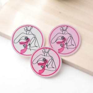 Embroidered Pink Ribbon Patch – Breast Cancer Awareness – Iron-on Badge 7.5 cm