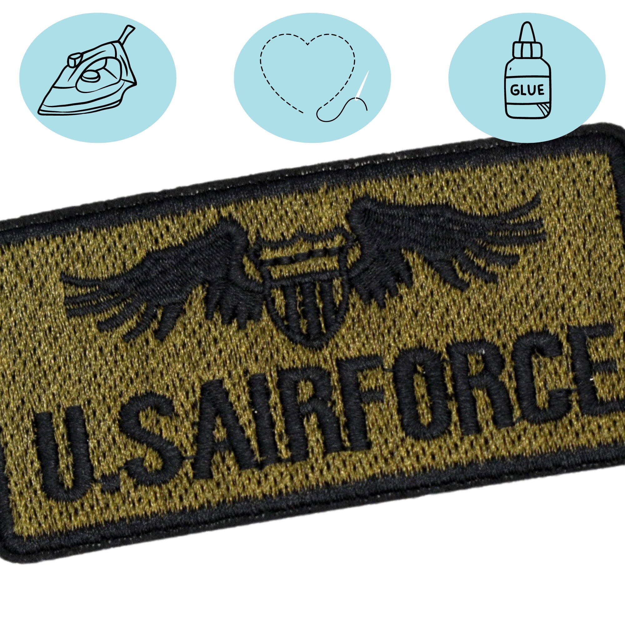 Patch Brodé US Air Force – Écusson Thermocollant Armée USA – 13x3 Cm - 14