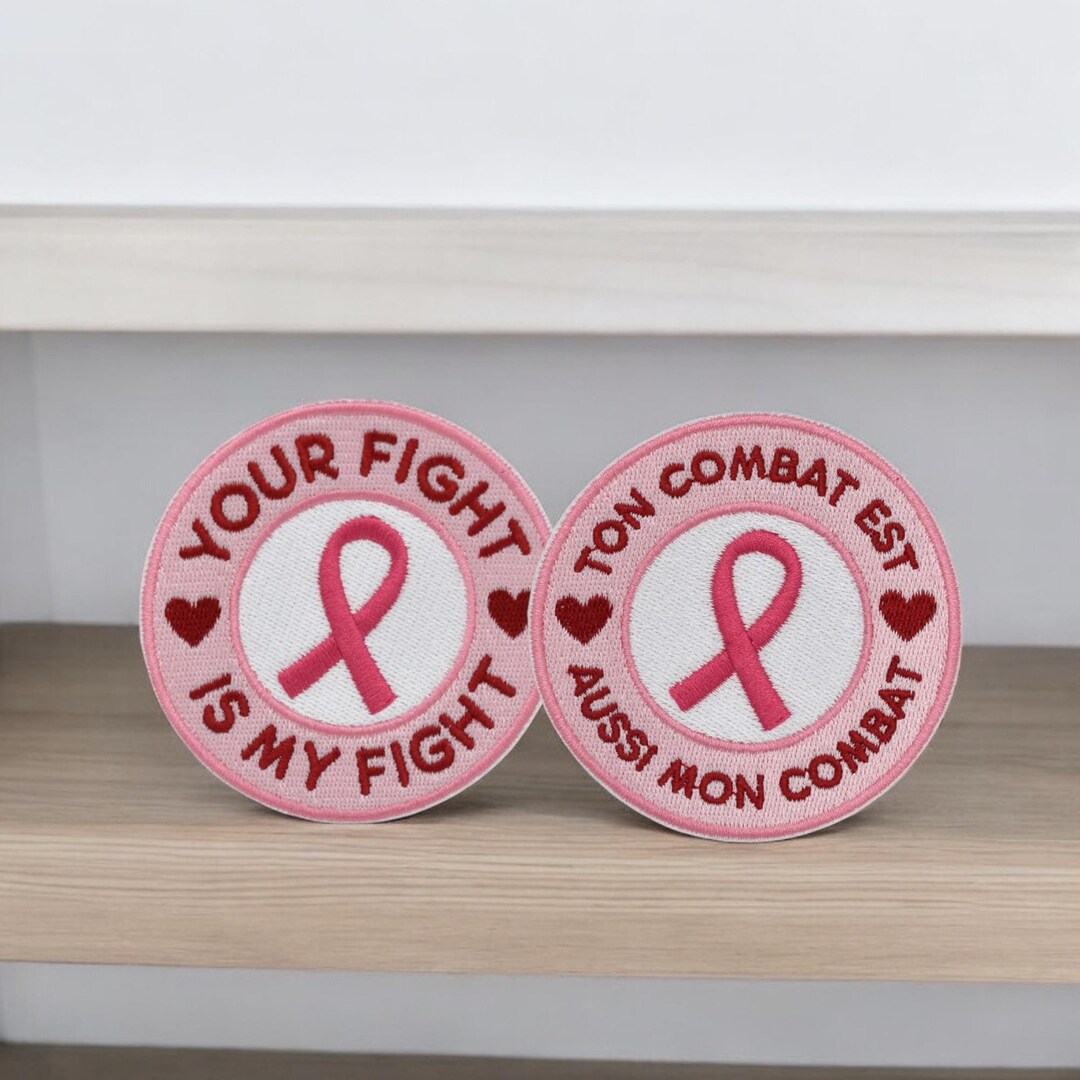 Embroidered Pink Ribbon Patch, Your Fight is Also My Fight ...