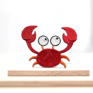 Funny Red Crab Embroidered Patch – Iron-on Badge 2 Sizes