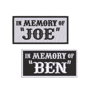 Patch brodé "In Memory Of" – Écusson hommage personnalisé pour veste ou blouson, souvenir motard, thermocollant ou à coudre