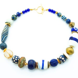 Charismatic  blue  trade bead necklace , Java, Dogon glass Venice, Roman ,Evil eye , Lapis Lazuli