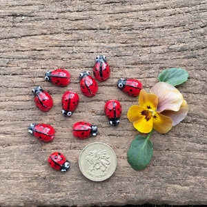 Glass lamp-work Red ladybirds/ladybugs for mosaic and Jewellery making.