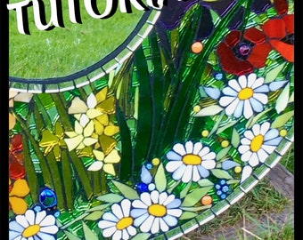 Stylised Daisies - Video Tutorial & PDF, simple flower designs in stained glass for mosaic