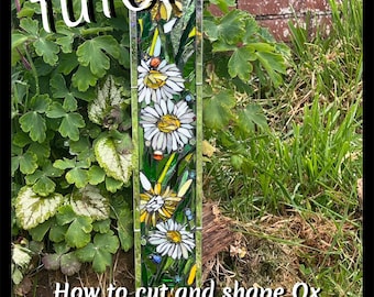 Ox Eyed Daisies - Video Tutorial & PDF, simple flower designs in stained glass for mosaic