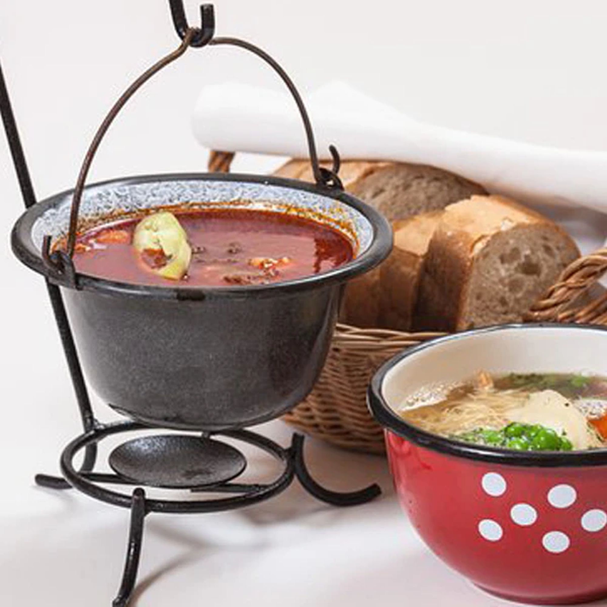 Hungarian Enameled goulash kettle 0.7 liter serving cauldron Etsy