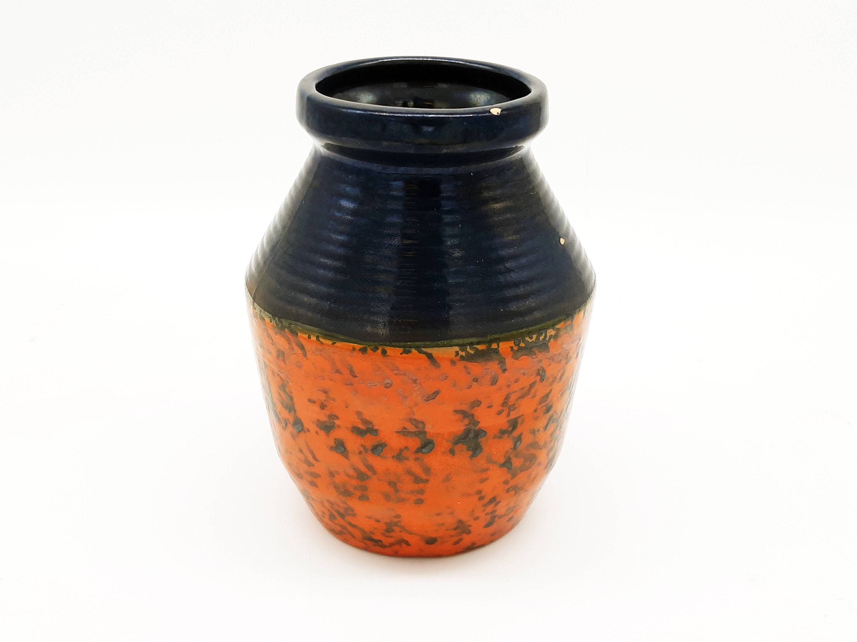 1970s Tofej Hungary Fat Lava Orange Vase