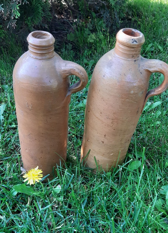 ANTIQUE 1800's German Clay Stoneware Mineral Water Bottle HERZOGTHUM NASSAU  Selters, Stoneware Jug, Handmade Stoneware, Clay Bottle, 