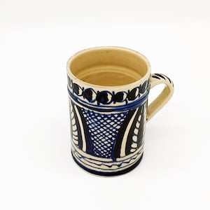Transylvania Romanian Hungarian Hand made white colored Korond Ceramic pitcher, Folk Art Decorative jug, flower vase, Ceramic mug