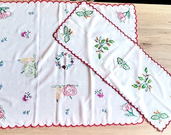 ハンガリーの花柄テーブルクロス 84/82 cm、手刺繍のホーム
