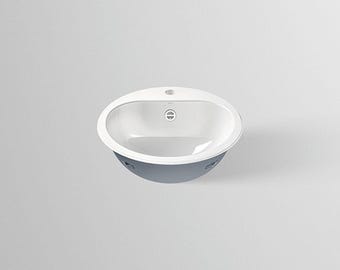 Lavabo de acero esmaltado elegante y duradero para instalaciones de tocador de baño empotrado con diseño minimalista moderno, lavabo redondo esmaltado