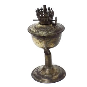 Vintage Hungarian rustic wall mounted Brass  Oil Lamp, Antique Table oil lamp, Farmhouse Kerosene Lamp, porch storm lamp