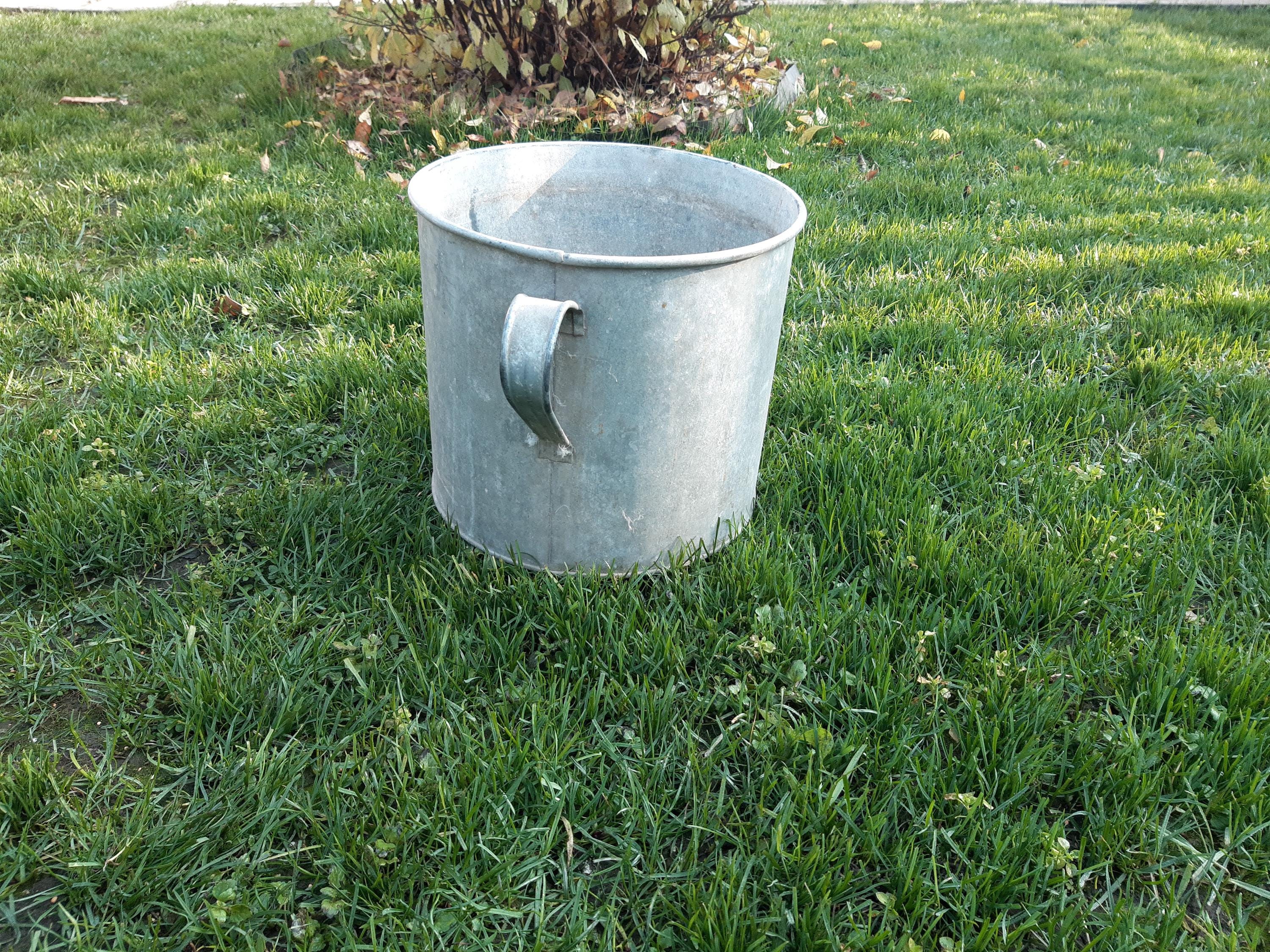 Vintage Galvanized Zinc Bucket, Two-handled Rustic Garden Planter ...