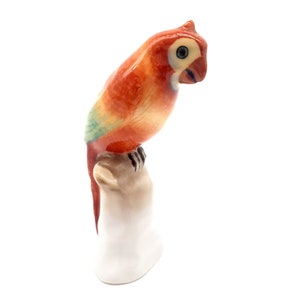 Porcelain Red Parrot bird figurine Hungarian Herend Handpainted , Gift Porcelain, Porcelain figurine Hungary, Gift for mom, Animal sculpture
