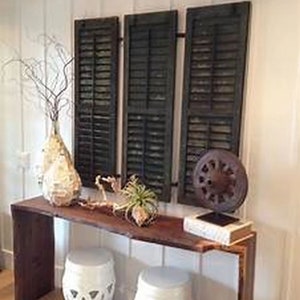 Rustic Green Primitive Mid Century Farmhouse Window Shutters, wooden shutter, Old window shutter, Rustic Wood Shutter, shutters wall decor