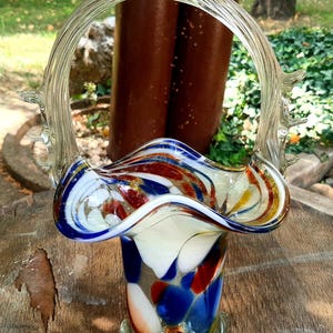 Mid-Century 11.81&quot; Tall Handcrafted Murano Glass Table Vase, Italian Art Glass Decor, Vintage  Murano Vase for Collectors and Home Decor
