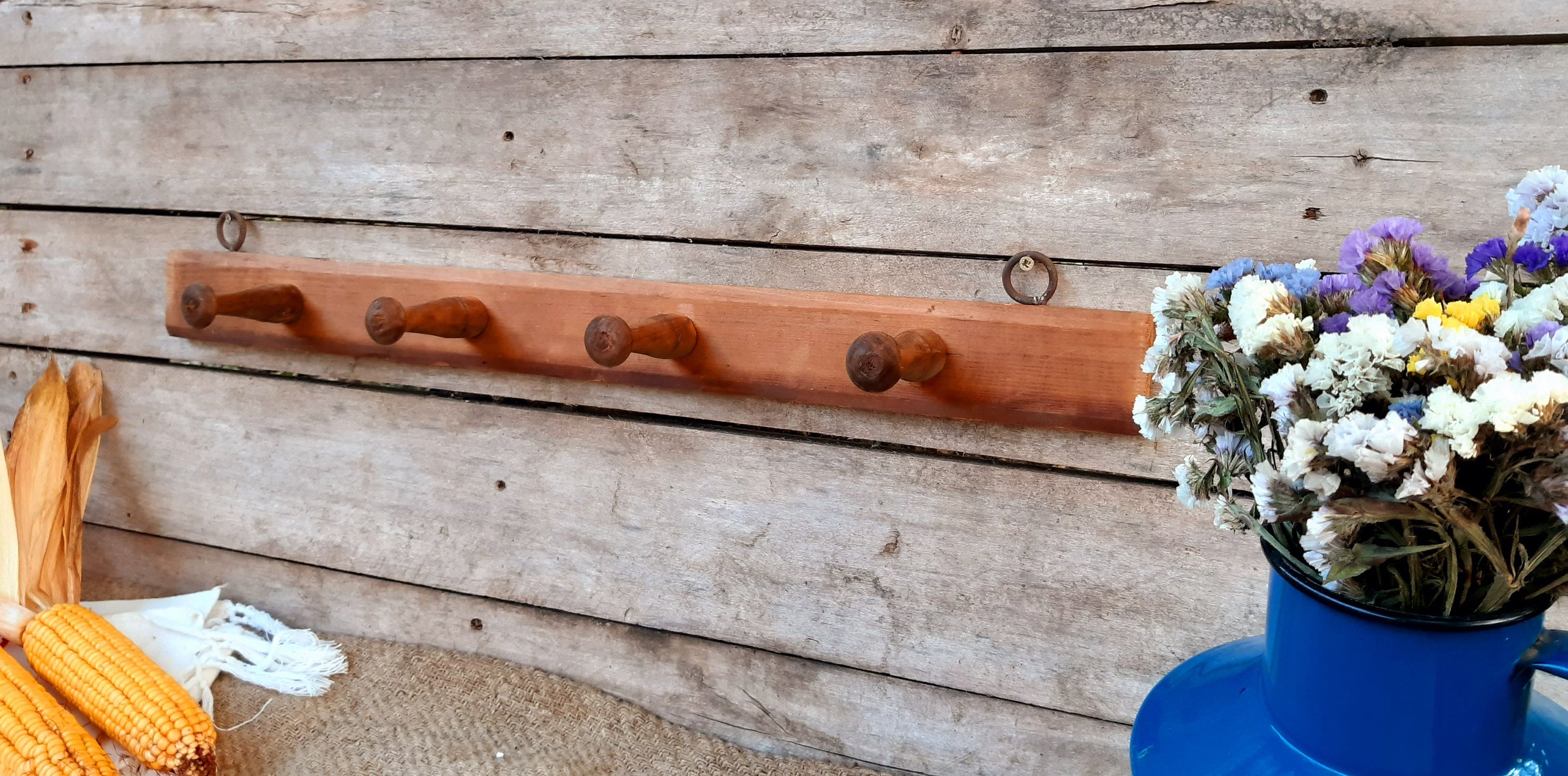 Handmade Wood Metal Rustic Wall Hanger Retro Clothes Wall Etsy