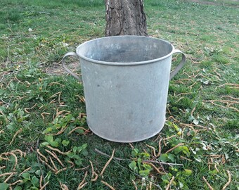 Large 25 litre Rustic Galvanized Pail Tub Zinc Planter, Two Handled Pot, Garden Planter, tub for drinks, party tub, galvanized planter pail