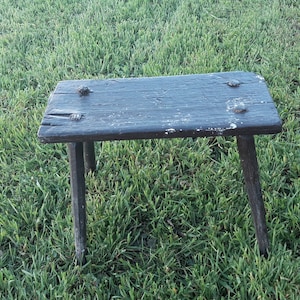 Dark brown Rustic Handmade Hungarian Farmhouse Wooden Milking Stool, Antique Stool, Primitive wooden bench, Small Old Stool, farmhouse seat