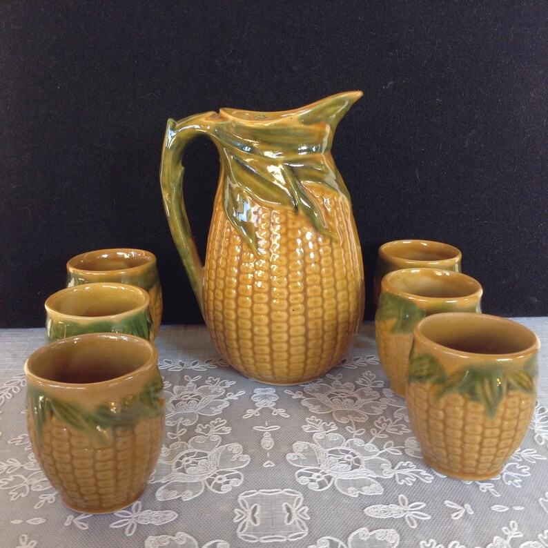 ceramic cup flask ceramics jug wine set Vintage 1960/'s Hungarian Hungary Handpainted ceramics Large Brandy Firewater Set ceramic