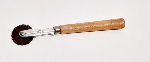 Vintage Rusty Pastry Dough Cutter With Wooden Handle, Pastry