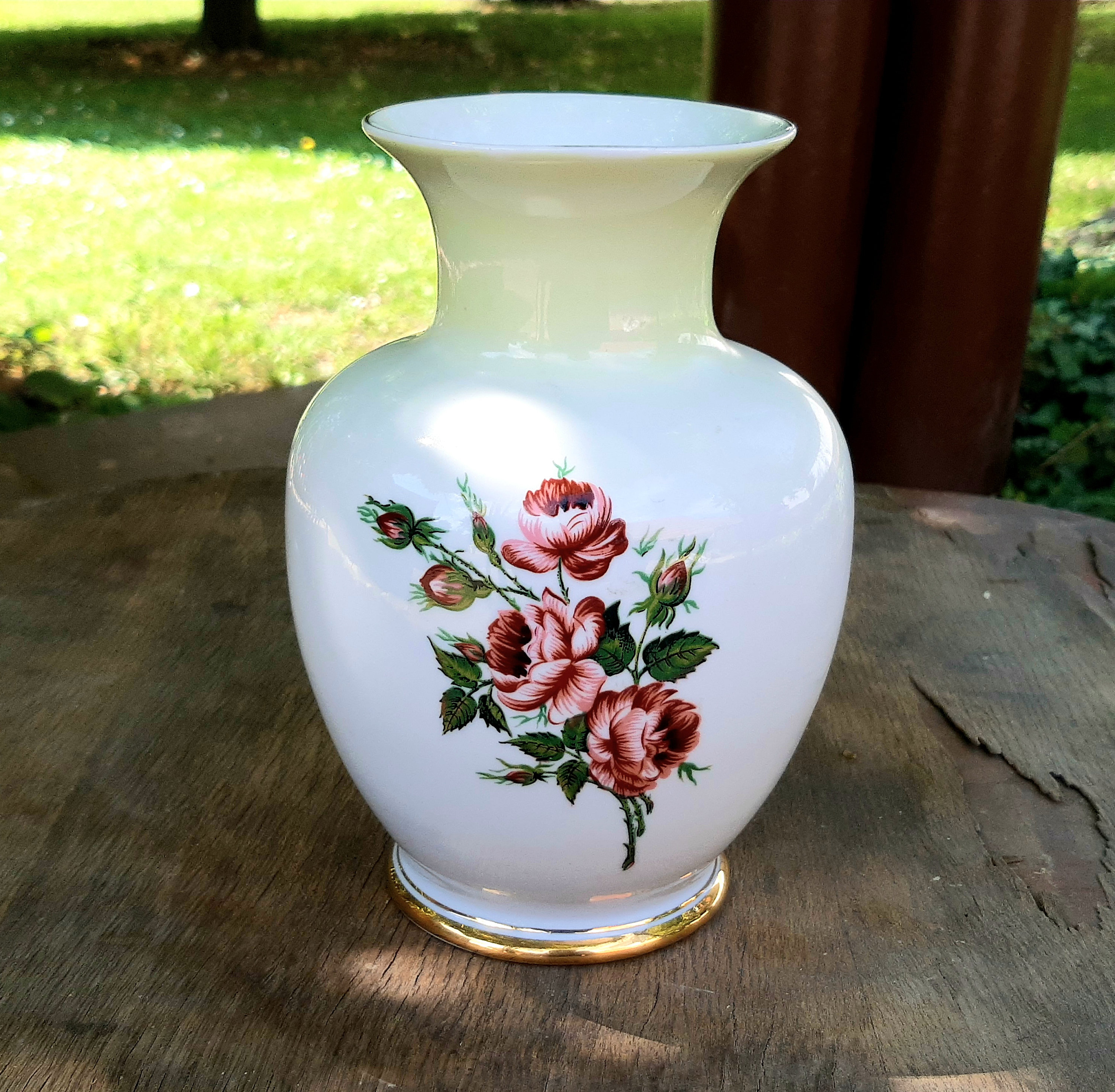 Hand-painted Hollohazi Porcelain Vase With Floral Design, 7.08