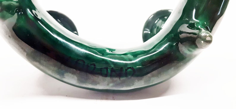 Boho Home Decor Ceramic candle holder Farmhouse Centerpiece Hungarian Korond Handmade Ceramic flower patterned green table candlestick