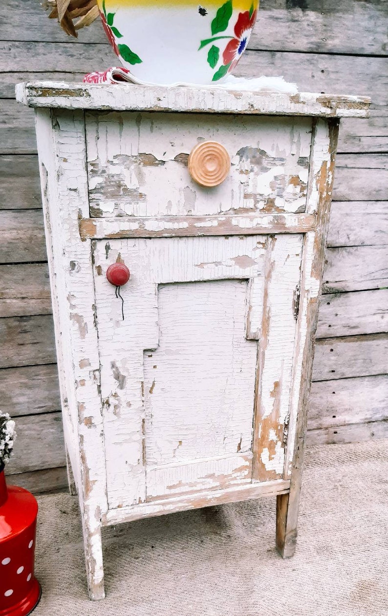 Farmhouse Rustic Style Nightstand Antique White Nightstand Etsy