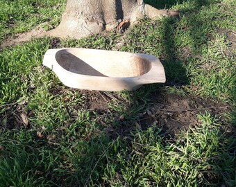 Ciotola In Legno Di Paulonia Intagliata A Mano – Stile Vintage, Oblunga, Per Pane, Frutta O Centrotavola – 47x18x9 Cm