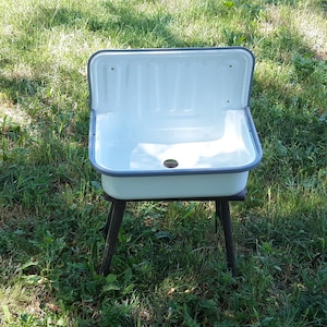Fregadero de cocina de pared de estilo rústico vintage, fregadero para lavandería, lavabo de baño esmaltado, lavabo de baño, fregadero de pared