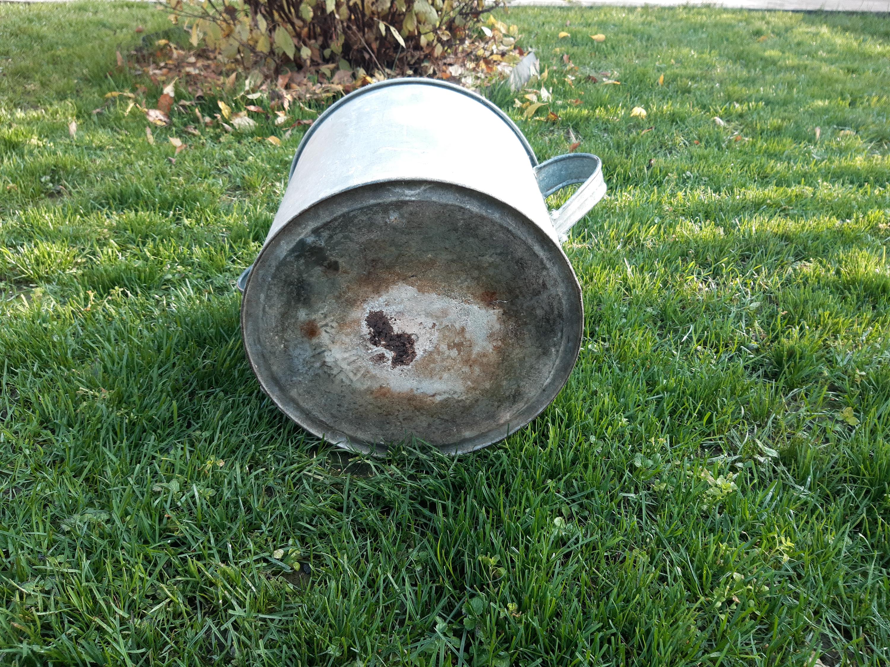 Vintage Galvanized Zinc Bucket, Two-handled Rustic Garden Planter ...