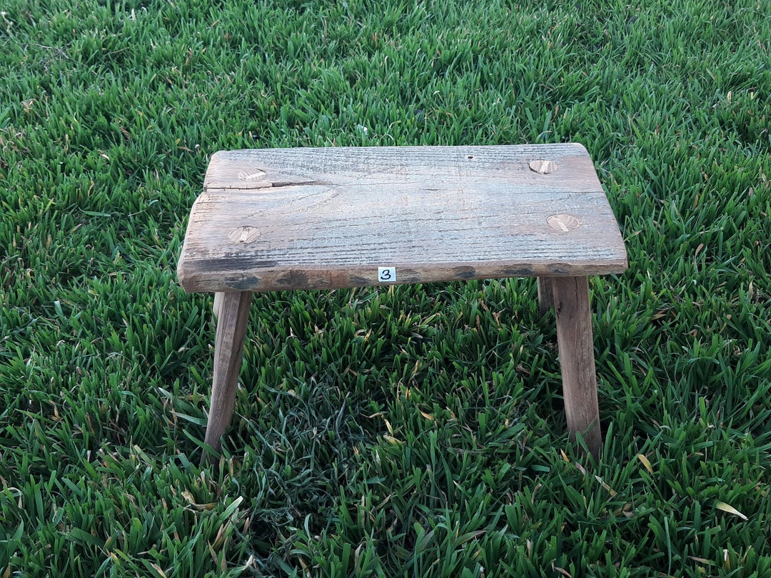 Hungarian Primitive Handmade Farmhouse Rustic Small Wood Milking Stool ...