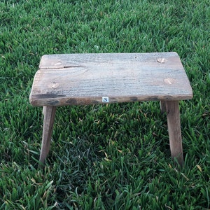 Hungarian Primitive Handmade Farmhouse Rustic Small Wood Milking Stool, Antique Stool, Rustic wooden bench, Old Stool, Step stool