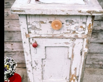 Farmhouse Rustic Antique White Style Wooden Nightstand, Nightstand with drawers, dresser drawers, Country Design, wood bedside table