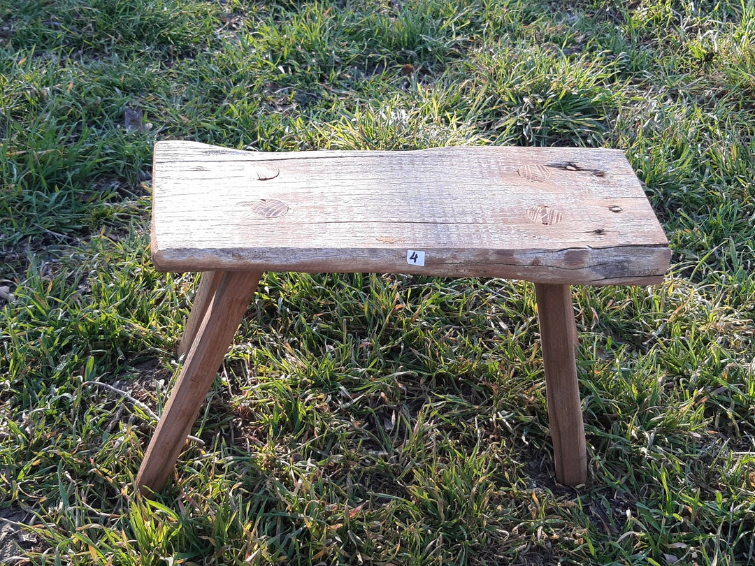 Primitive Hungarian Handmade Farmhouse Rustic Small Wood Milking Stool ...