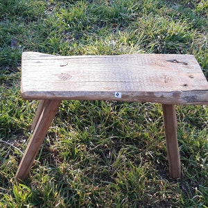 Primitive  Hungarian Handmade Farmhouse Rustic Small Wood Milking Stool, Antique Stool, Rustic wooden bench, Old Stool, Step stool