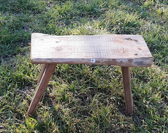 Primitive  Hungarian Handmade Farmhouse Rustic Small Wood Milking Stool, Antique Stool, Rustic wooden bench, Old Stool, Step stool