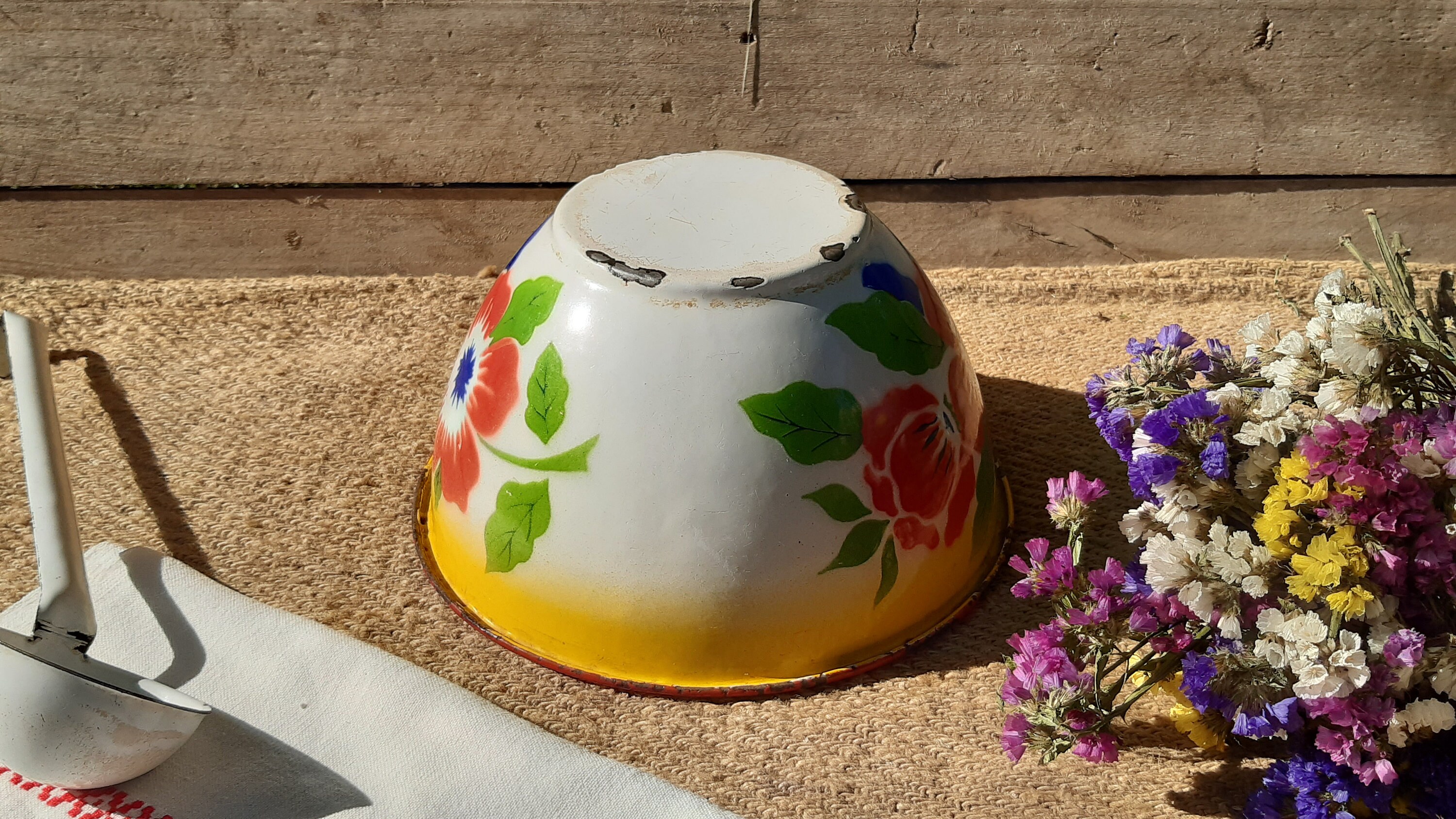 Vintage Mixing Bowl Kitchen Enamelware Cherry Patterned Fruit | Etsy