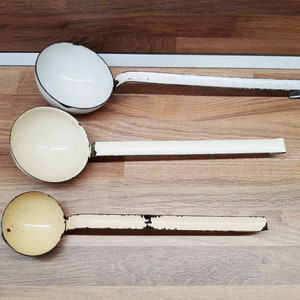 3 Pcs Enameled ladle spoon, Strainer Ladle Set, Foodie Gift, Serving Set, Vintage Cooking Utensils, wall decor, rustic decor, cooking tools