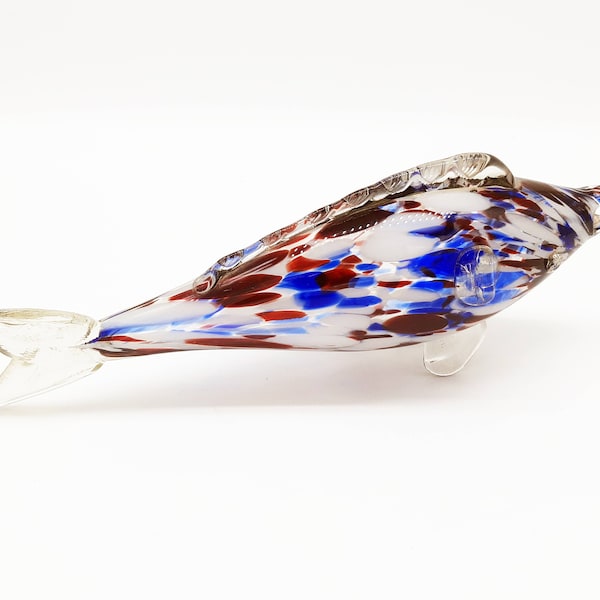 vintage 13.77" de long multicolore Murano style Art Glass Figurine de poisson d'ornement en verre à collectionner, décorations de table pour le salon