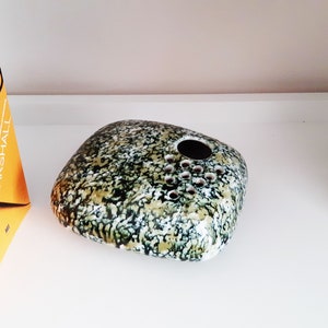 Mid-century vintage modern gray ceramic ikebana, Modern ikebana vase pottery from &#39;70s, Hungarian pottery, Studio flower arranger,planter