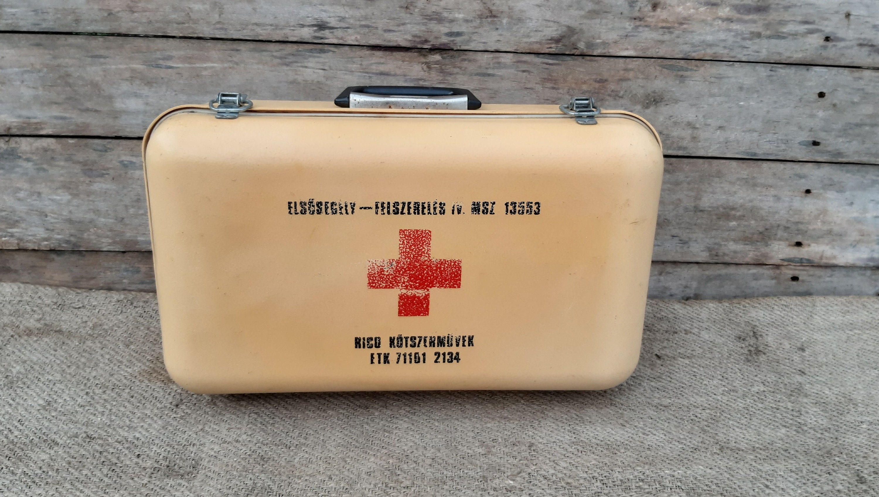 Hungarian Vintage Plastic First Aid Box With Red Cross, First Aid