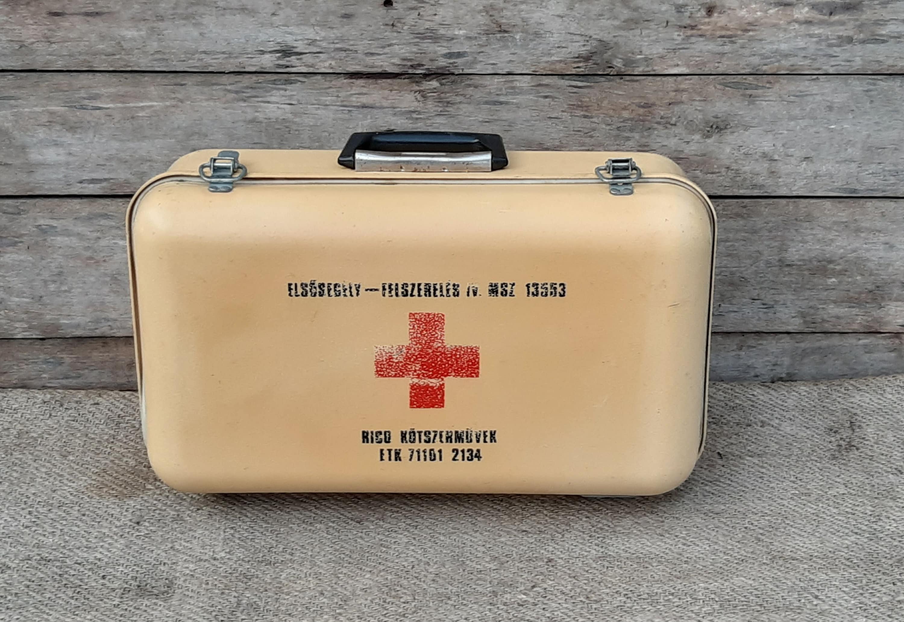 Hungarian Vintage Plastic First Aid Box With Red Cross First Aid