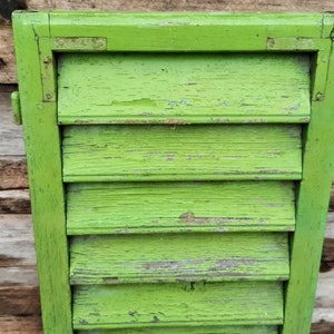 Rustic Green Primitive Mid Century Farmhouse Window Shutters, wooden shutter, Old window shutter, Rustic Wood Shutter, shutters wall decor image 5