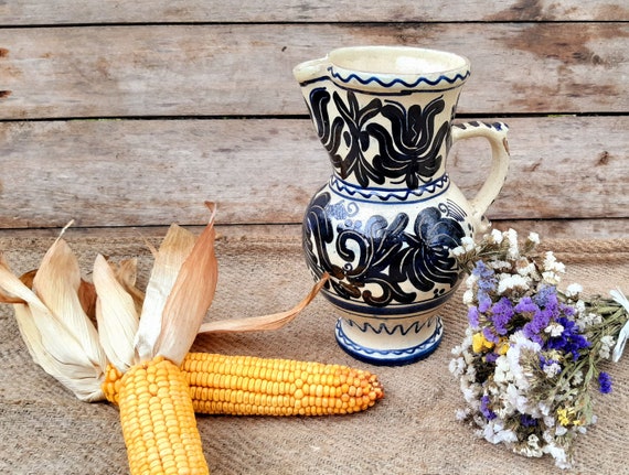 Blue Pottery Pitcher, Ceramic Pitcher, Stoneware Pitcher Handmade Pitcher
